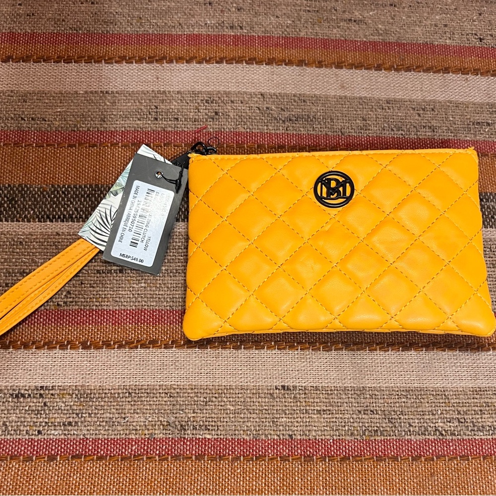 NWT Badgley Mischka Quilted Wristlet Golden Yellow